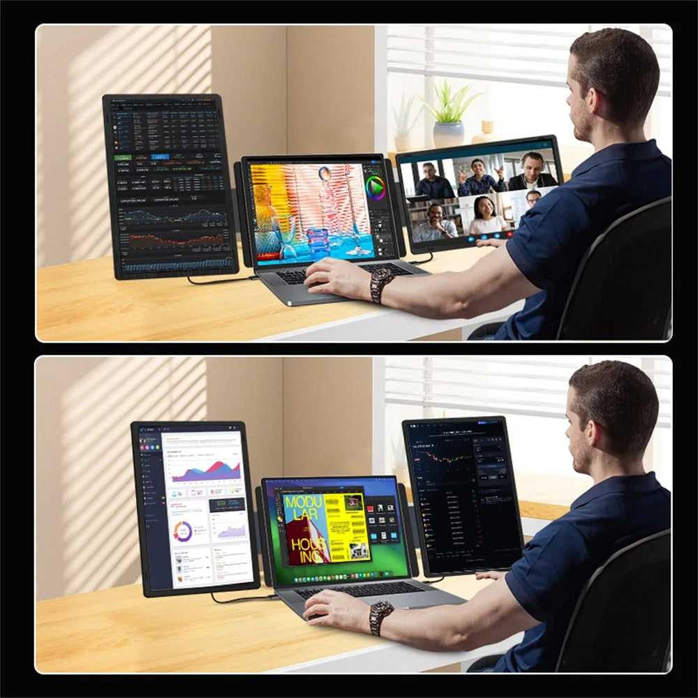 14 to 16 Inch Dual Screen Extender Display FHD IPS Triple Expandable Monitors