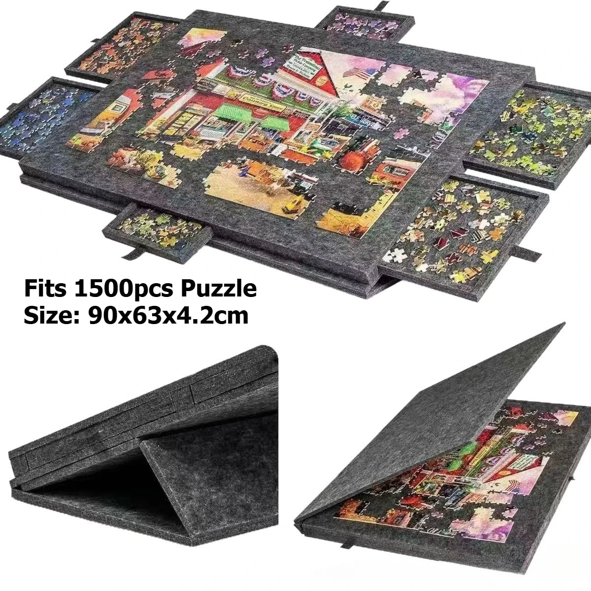 1000-1500pcs Puzzle Board with 6 Sliding Drawers