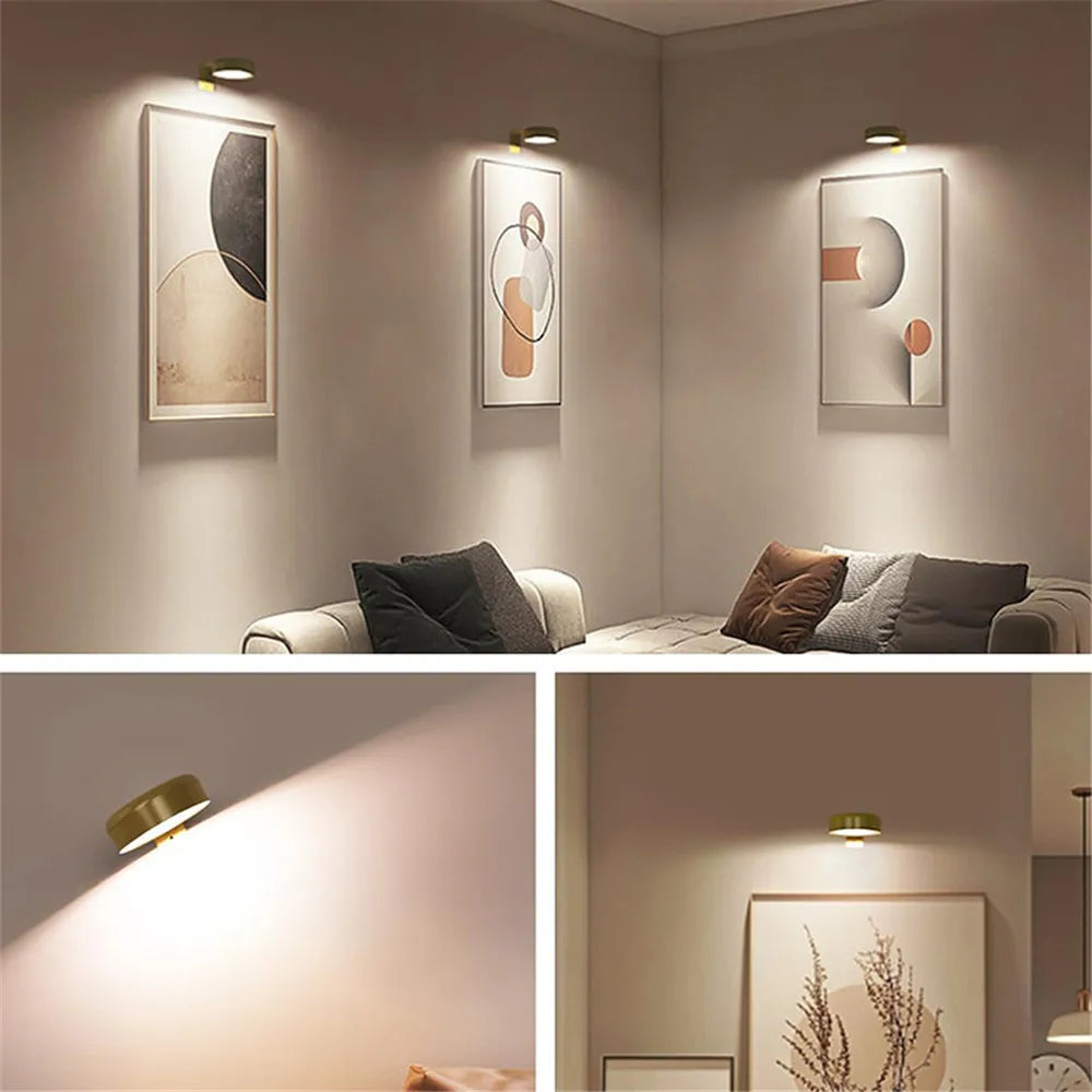 3 Color Wireless Wall Light Dimmable Led Spotlight Battery Powered Lamp Home Wall Lamp Led Lights