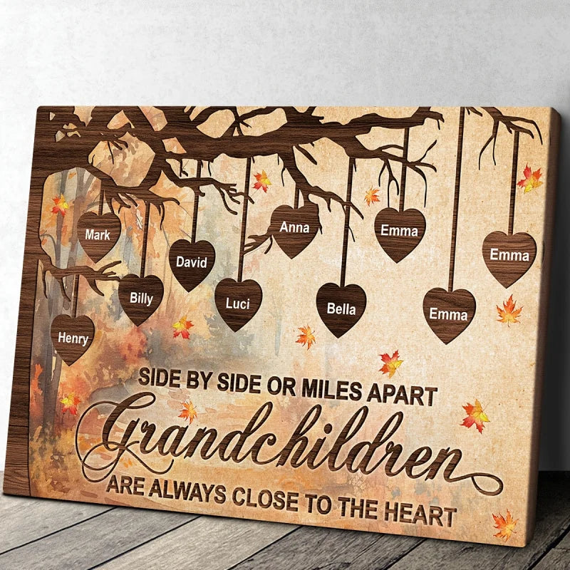 Personalized Family Tree Canvas Painting Custom Family Member Name Canvas Wall Art