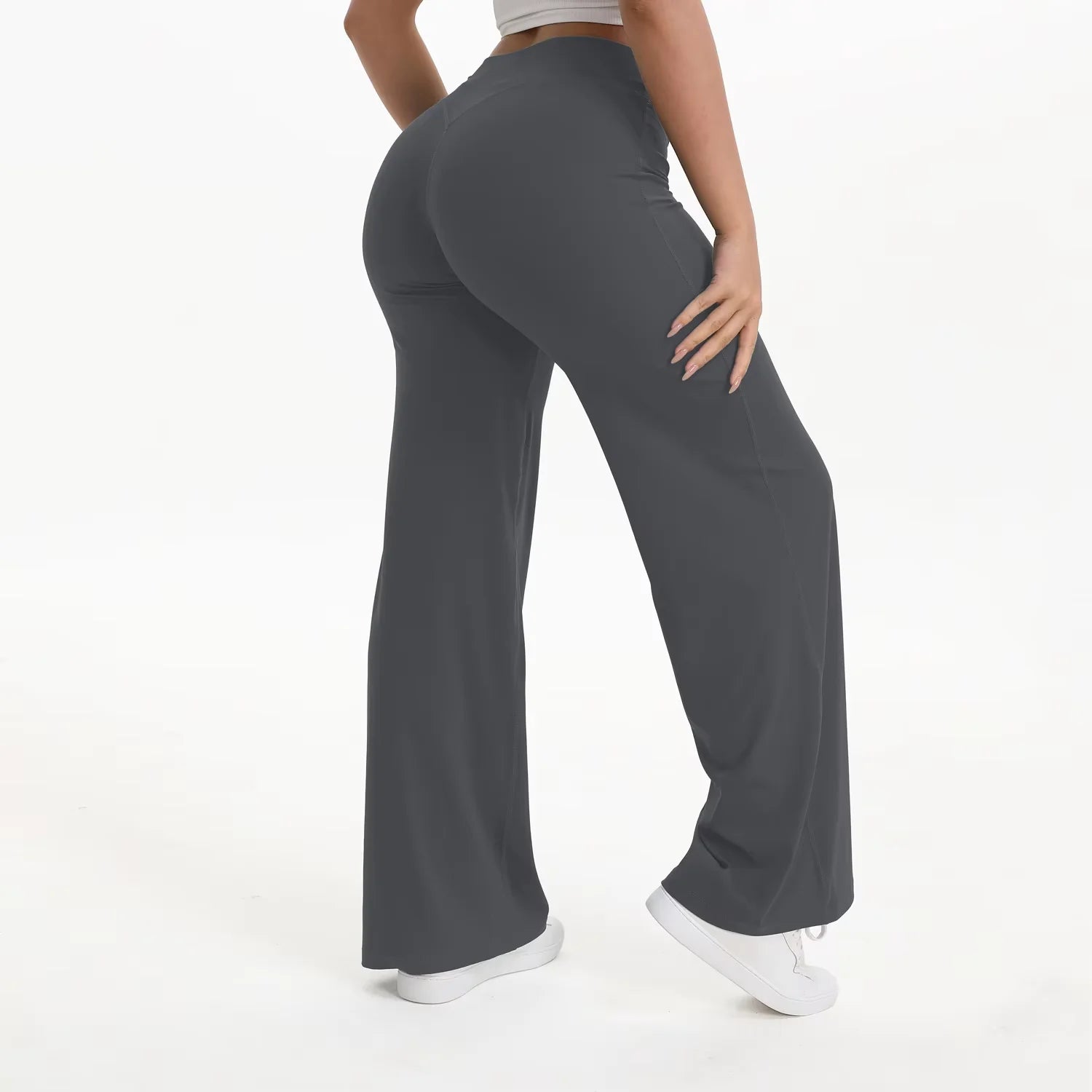 Straight Leg Bottoms Women's Mid Waist Yoga Pants