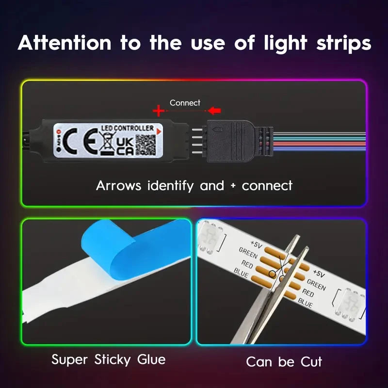 LED Strip Lights USB 5V Music Sync APP & 44Key Remote