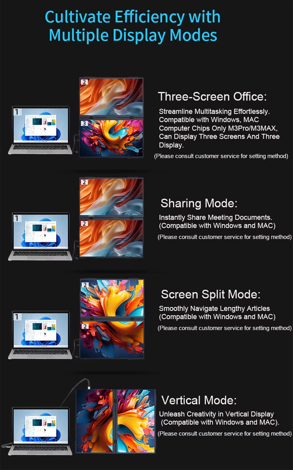 18.5" Dual Touch Portable Monitor Non touch Optional 100Hz 1080P FHD