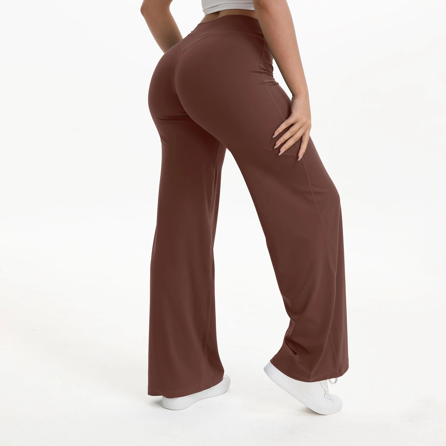 Straight Leg Bottoms Women's Mid Waist Yoga Pants