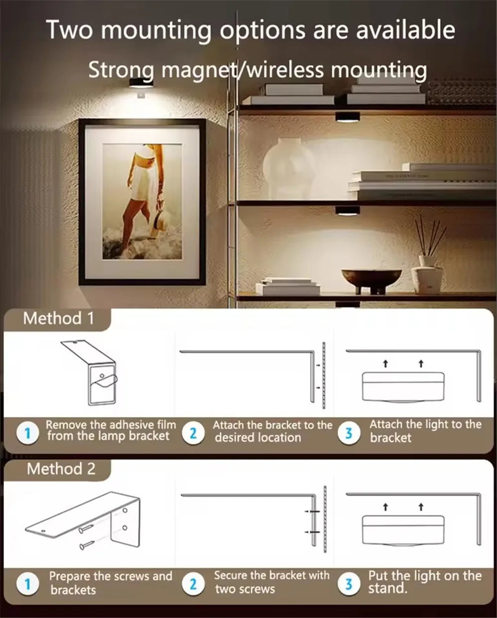 3 Color Wireless Wall Light Dimmable Led Spotlight Battery Powered Lamp Home Wall Lamp Led Lights