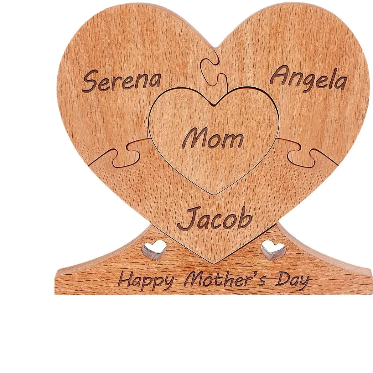 Family Wood Ornaments Free Name Engraving Wooden Decoration