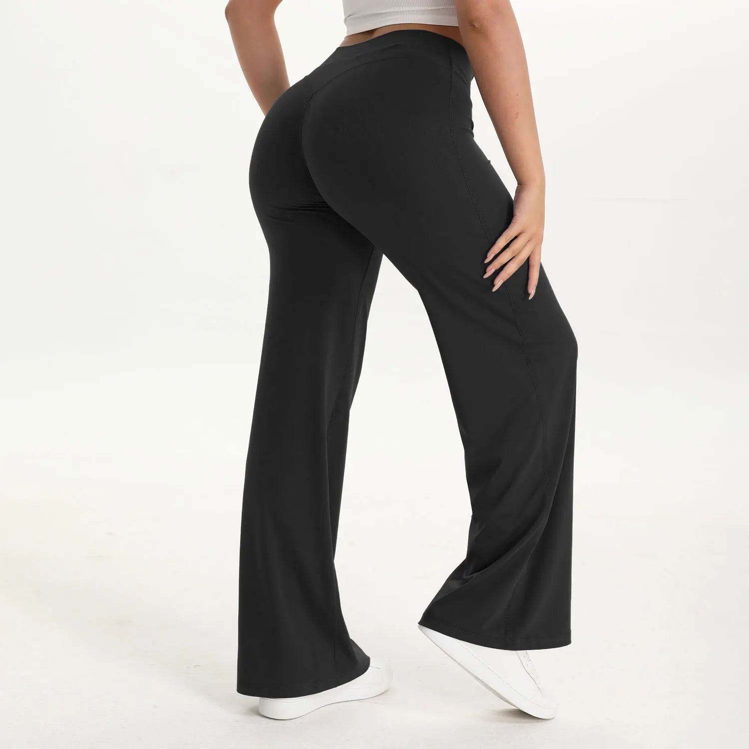 Straight Leg Bottoms Women's Mid Waist Yoga Pants