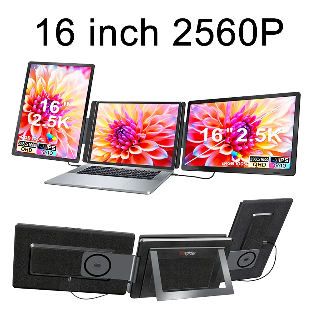 14 to 16 Inch Dual Screen Extender Display FHD IPS Triple Expandable Monitors