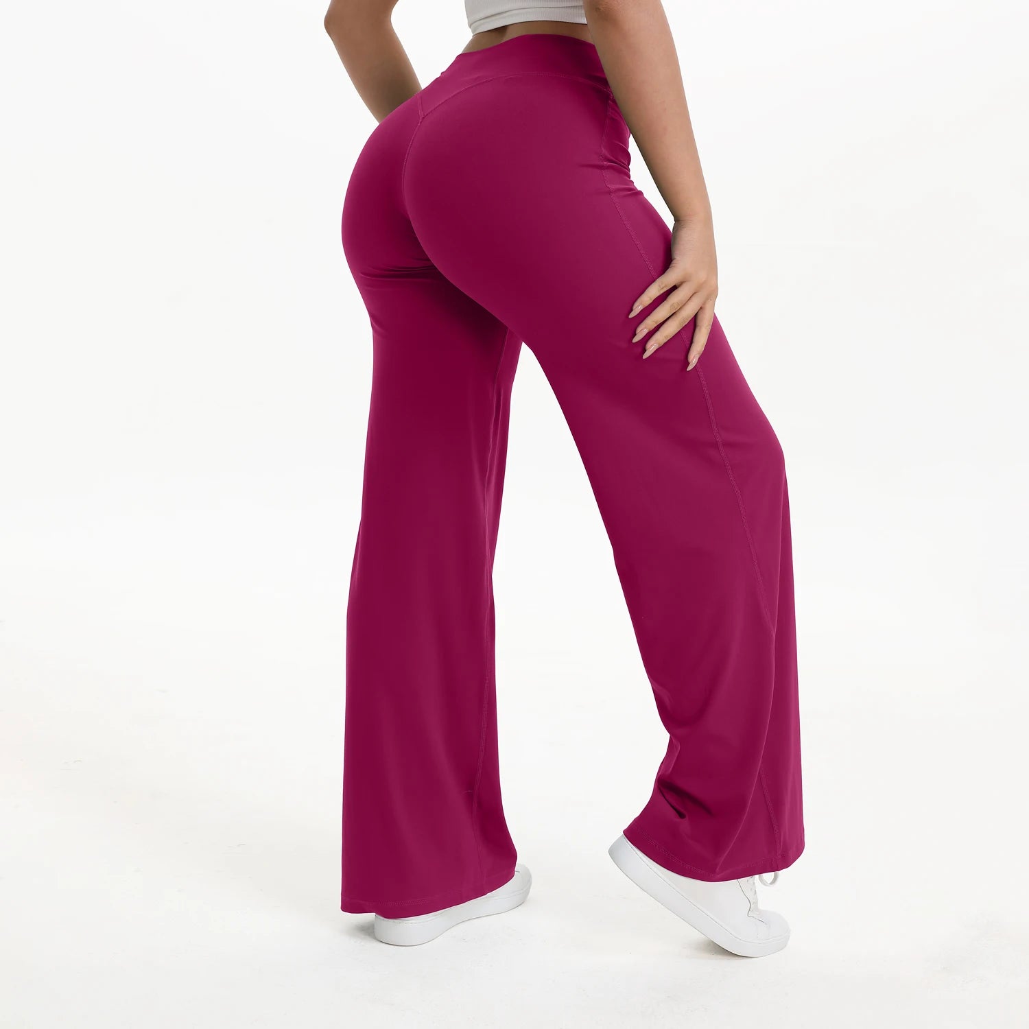 Straight Leg Bottoms Women's Mid Waist Yoga Pants