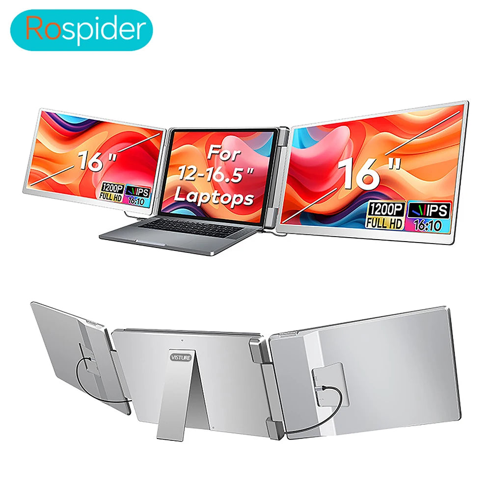 Portable LCD FHD IPS Gaming Backlit External Monitor Triple Screen Extender