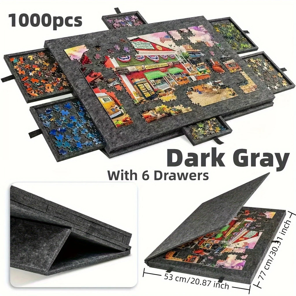 1000pcs Puzzle Board W/6 Sliding Drawers