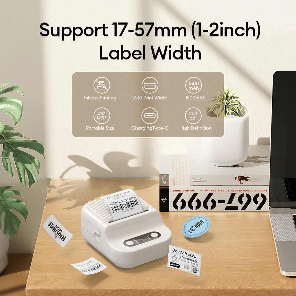 Mini Thermal Label Printer Self adhesive Paper & Inkless