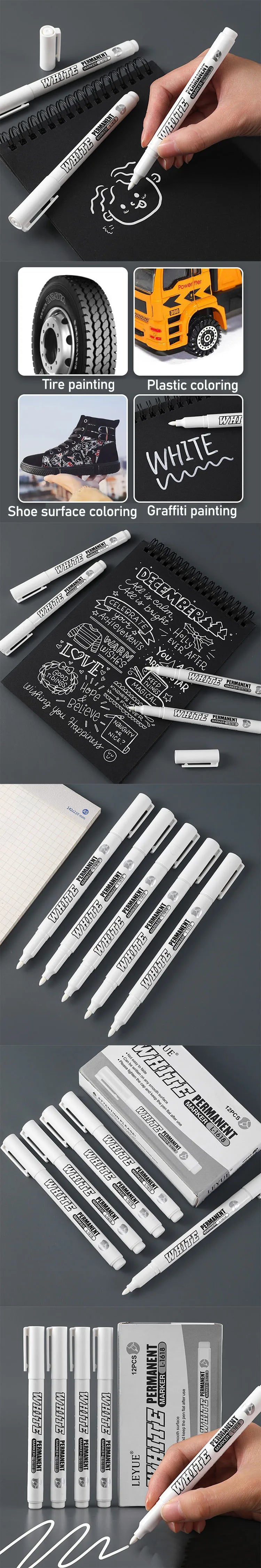 1/2/3PCS Waterproof Metal Marker Permanent White Paint