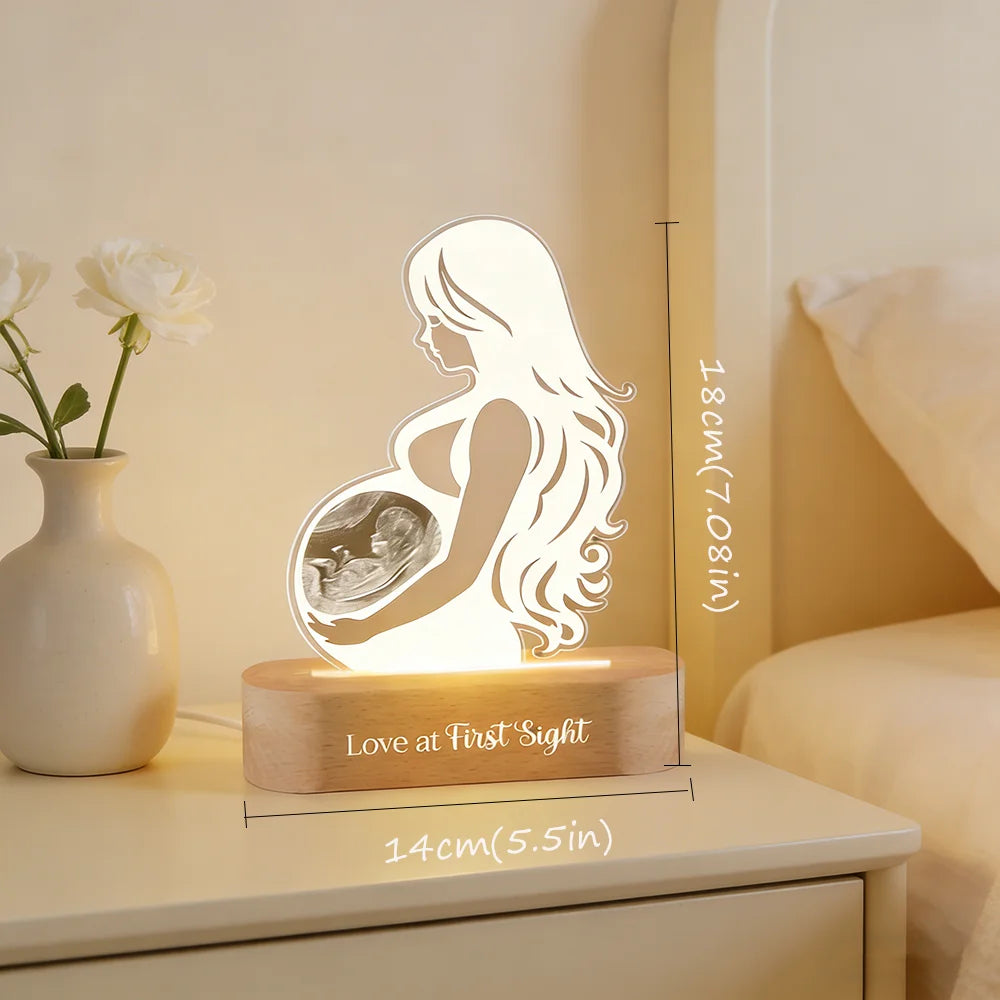 Acrylic Night Light Personalized Ultrasound Picture Mothers Day Gift For Pregnant Mom Expectant Parents Bedroom decor