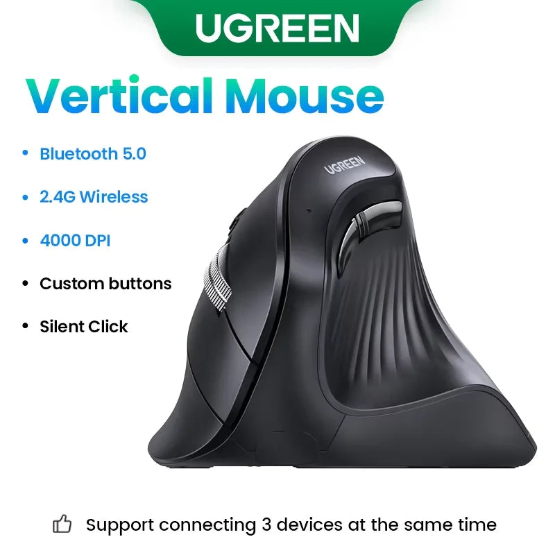 Vertical Mouse Wireless Bluetooth  6 Mute Buttons for MacBook Tablet Laptops Computer PC