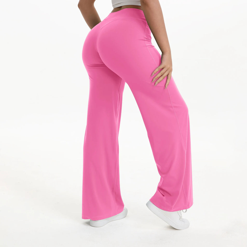 Straight Leg Bottoms Women's Mid Waist Yoga Pants
