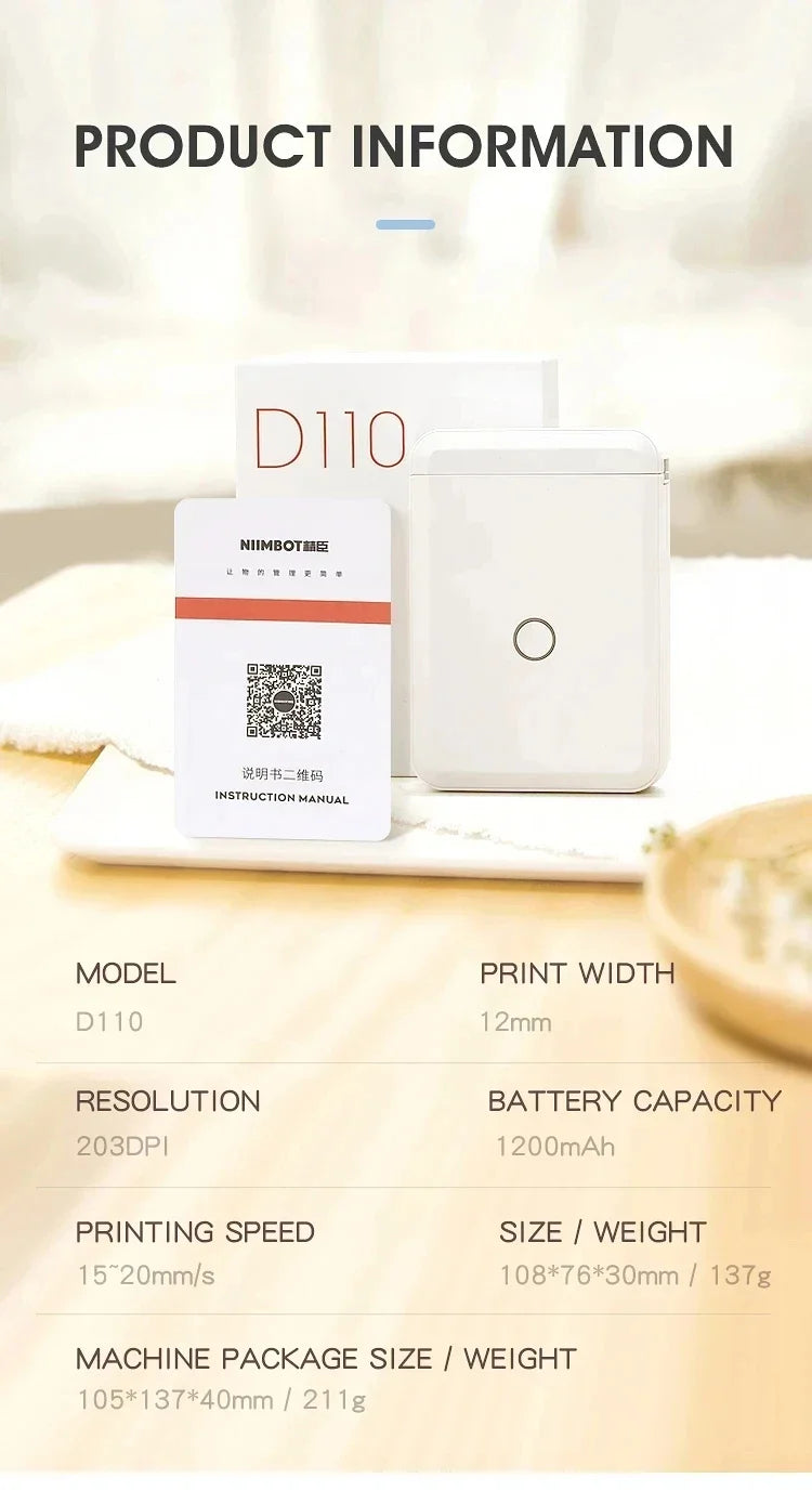 Portable Mini Printer Thermal Adhesive Sticker Label Printer Inkless Label Maker For Mobile Label