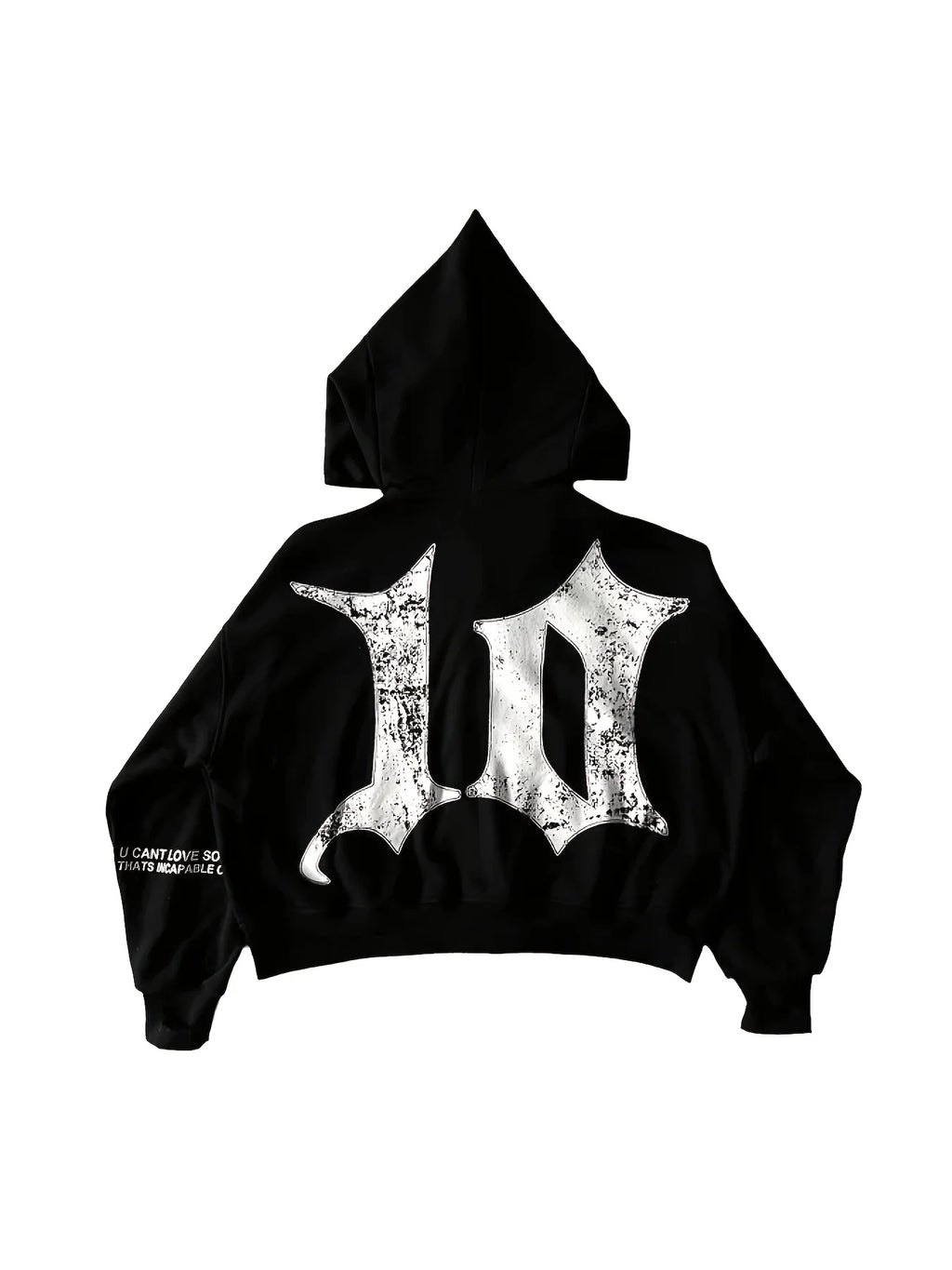 Men's Black Oversized Zip Up Hoodie "Tenth Series" Graphic Print Streetwear