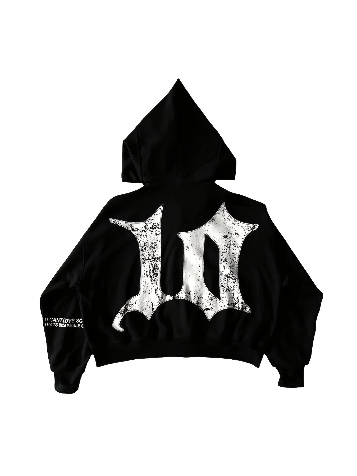 Men's Black Oversized Zip Up Hoodie "Tenth Series" Graphic Print Streetwear