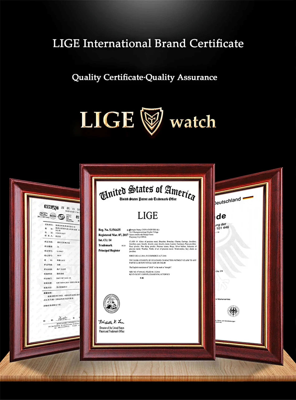 LIGE Brown Leather Men Watch Rotating Dial Las Vegas Roulette Desktop Theme