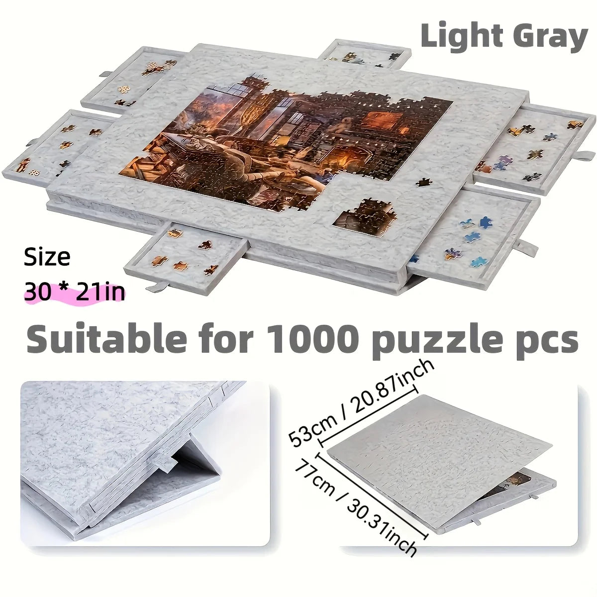 1000pcs Puzzle Board W/6 Sliding Drawers
