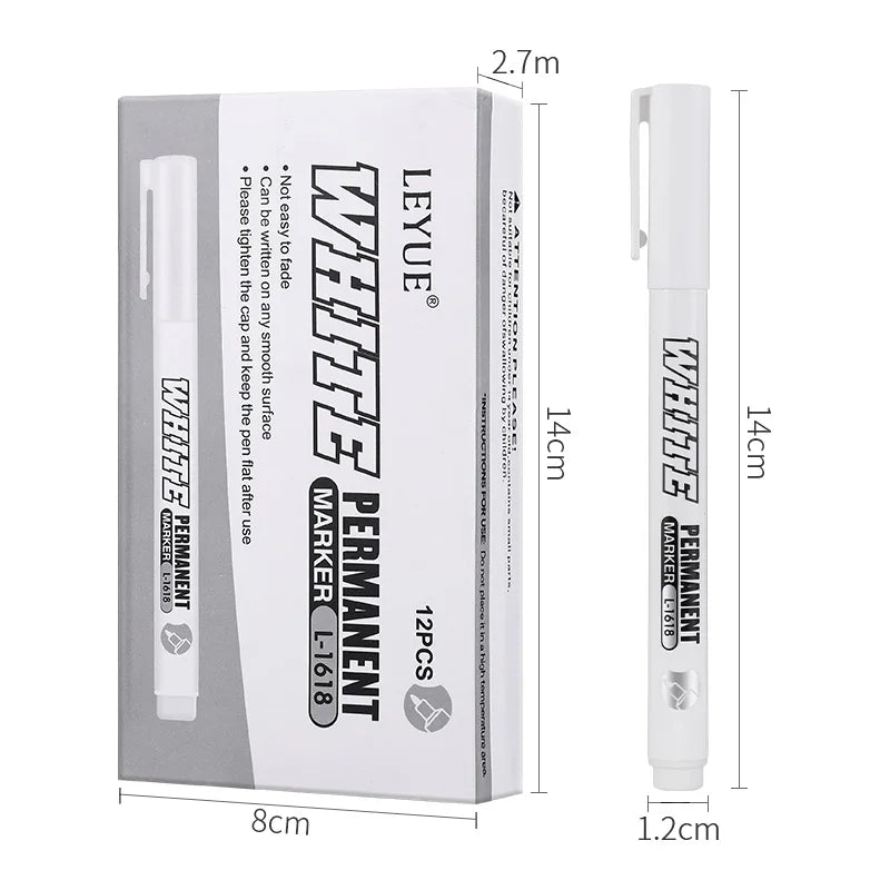 1/2/3PCS Waterproof Metal Marker Permanent White Paint