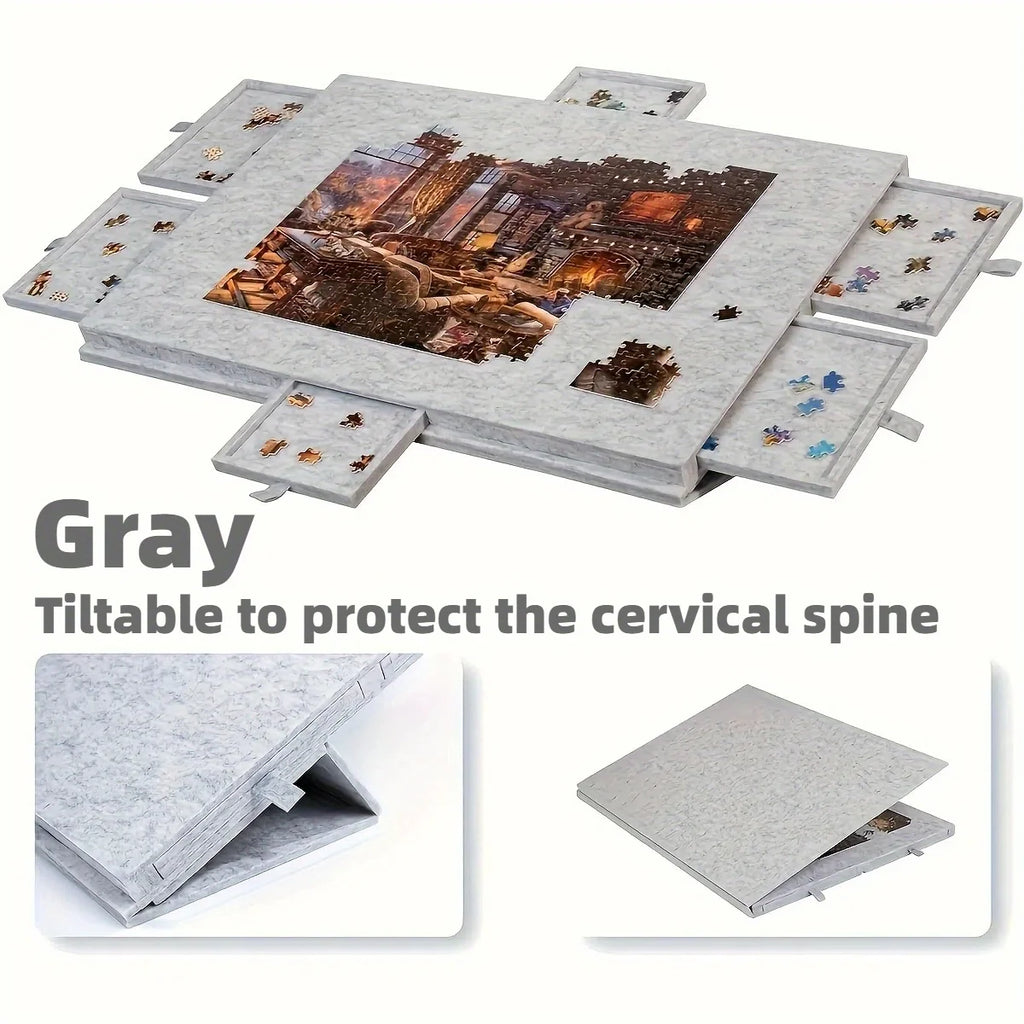 1000pcs Puzzle Board W/6 Sliding Drawers