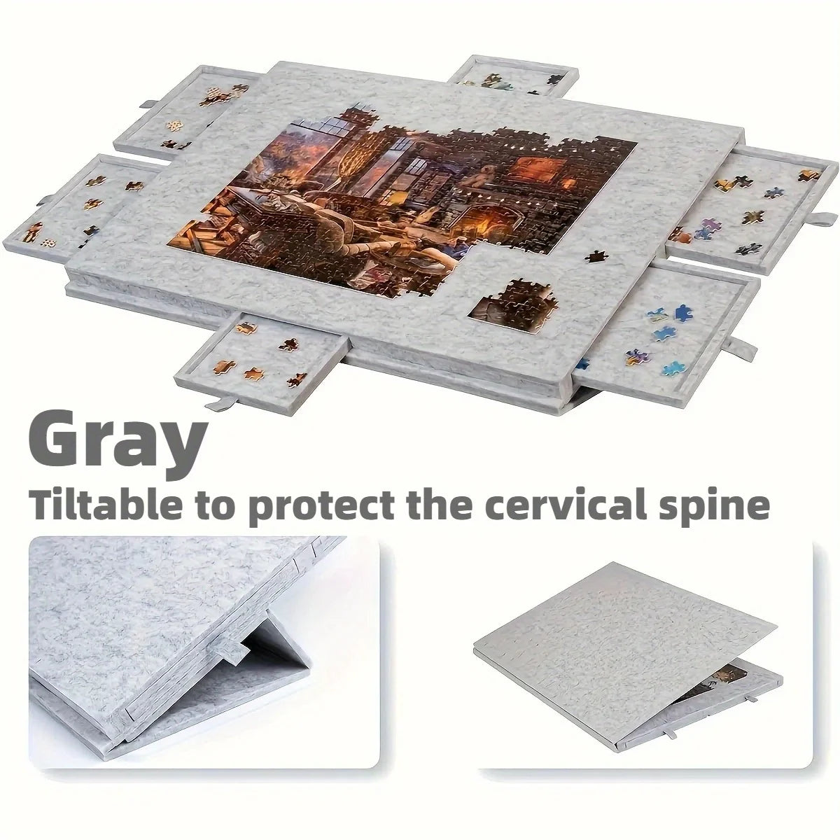 1000pcs Puzzle Board W/6 Sliding Drawers