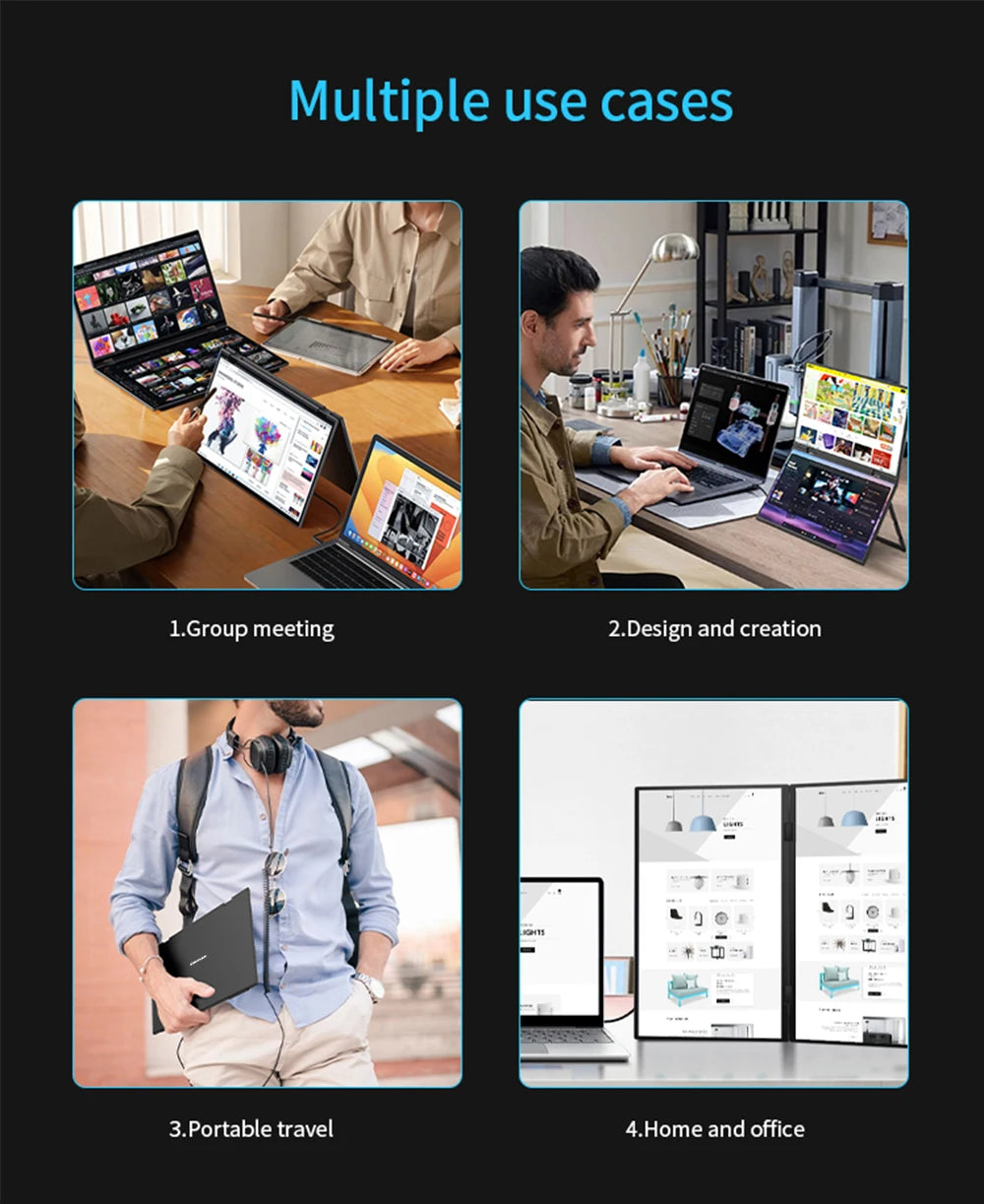 18.5" Dual Touch Portable Monitor Non touch Optional 100Hz 1080P FHD