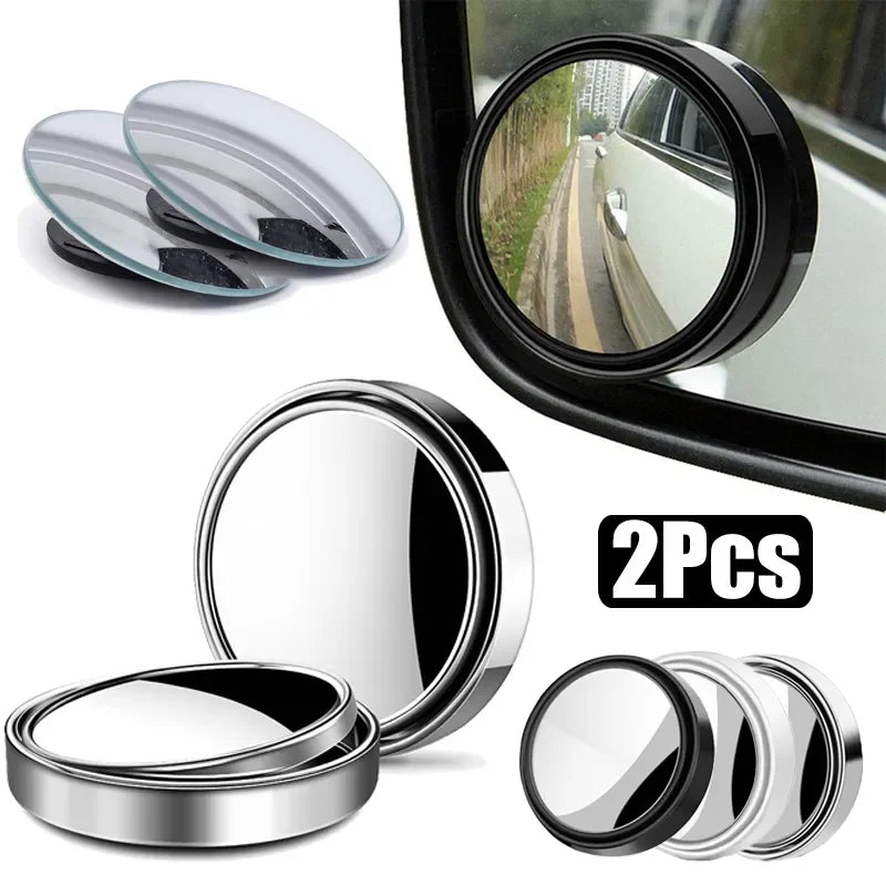 2Pcs Round Frame Convex Blind Spot Mirror Safety Driving