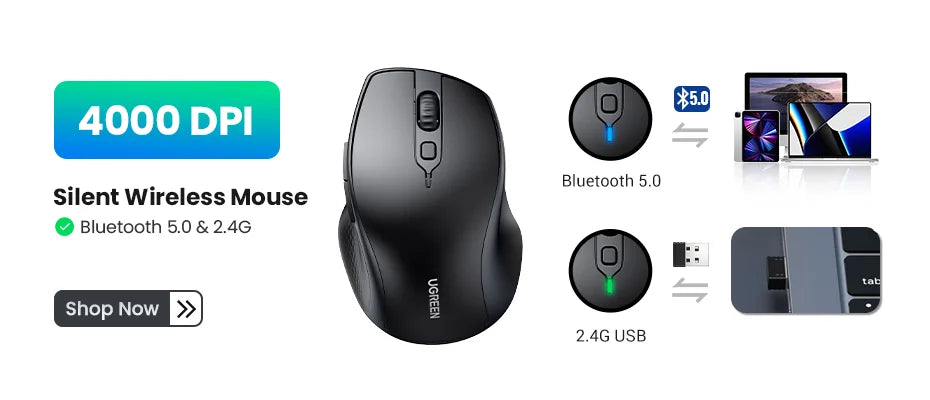 Vertical Mouse Wireless Bluetooth  6 Mute Buttons for MacBook Tablet Laptops Computer PC