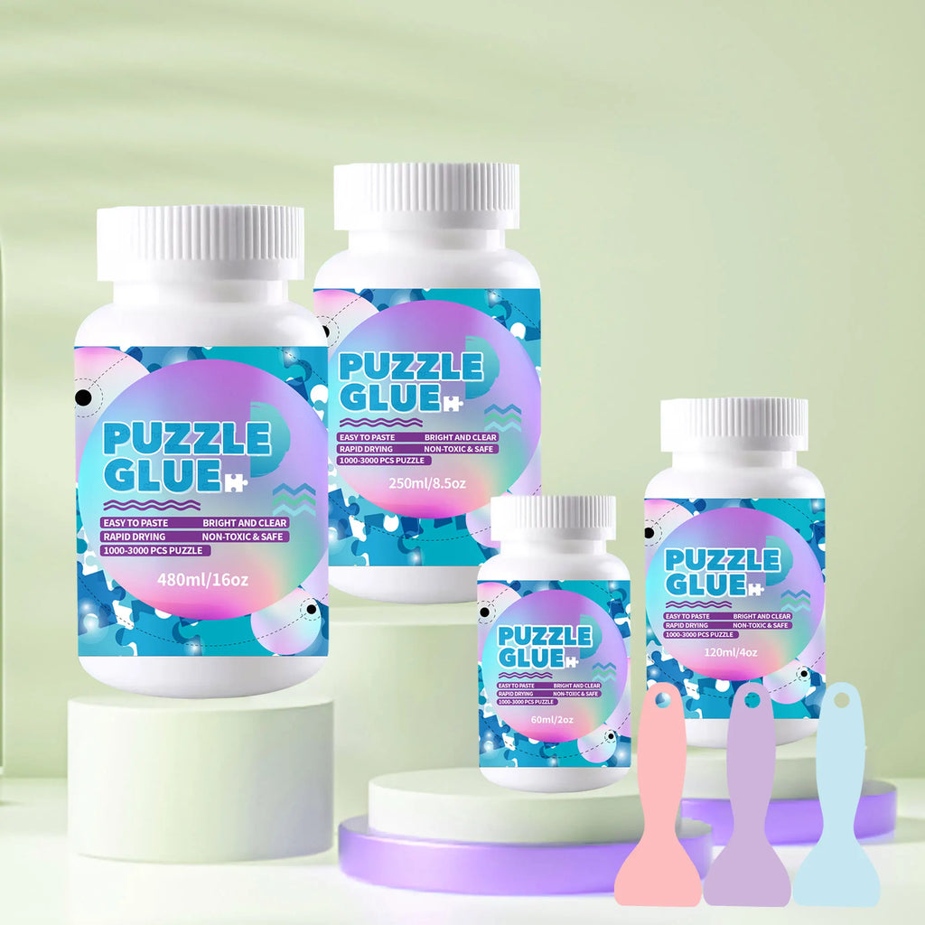Jigsaw Puzzle Glue with Applicator Laminates and Preserves Finished Jigsaw Puzzles
