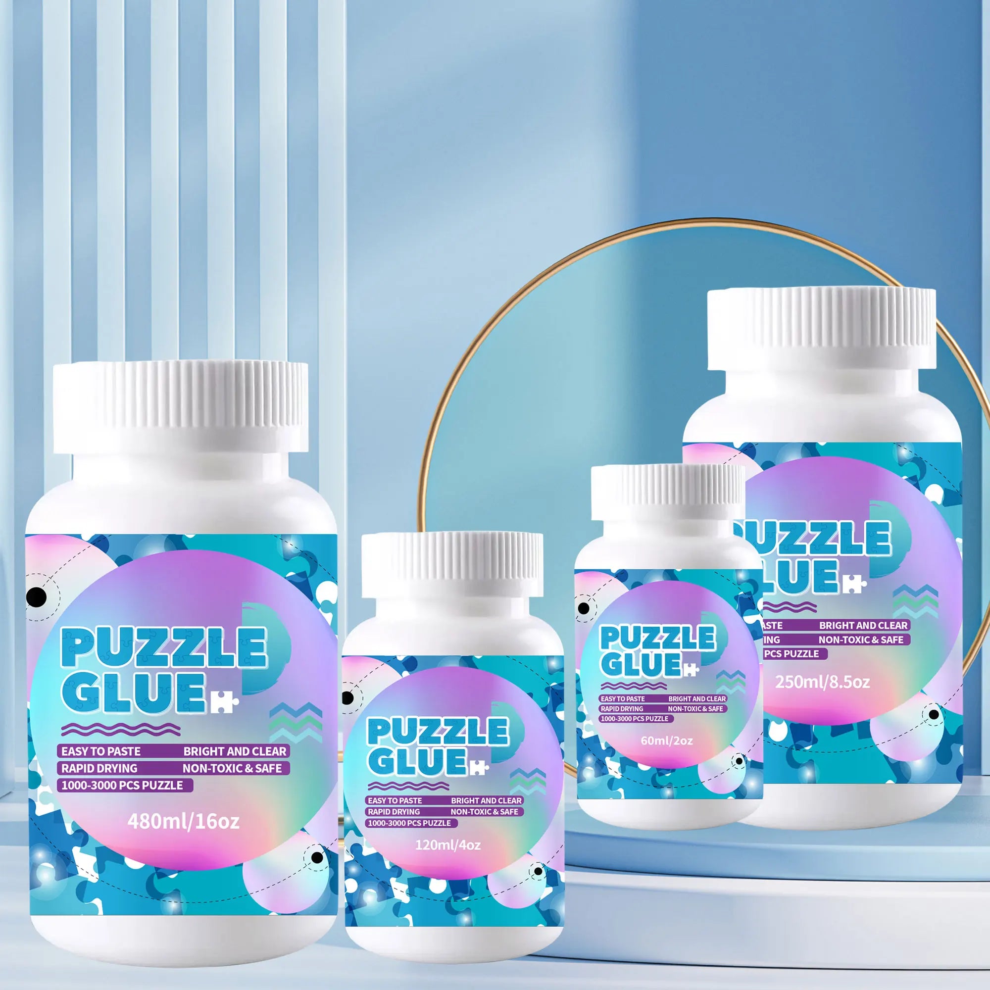 Jigsaw Puzzle Glue with Applicator Laminates and Preserves Finished Jigsaw Puzzles