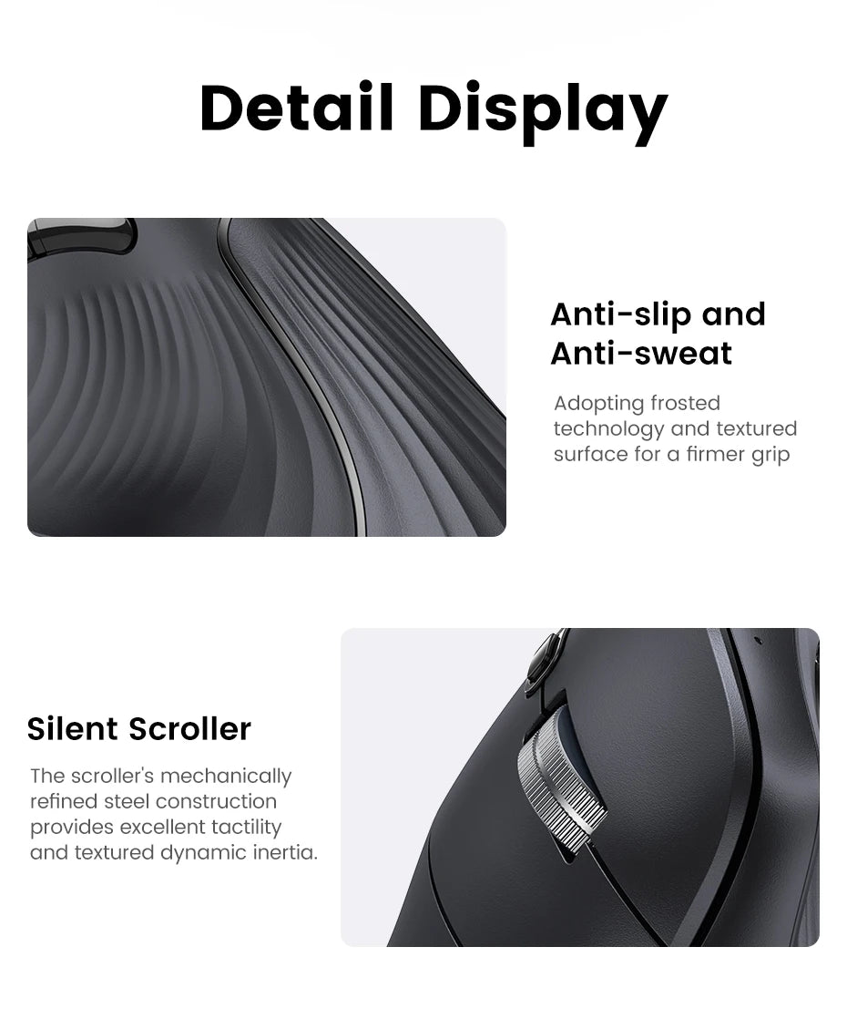 Vertical Mouse Wireless Bluetooth  6 Mute Buttons for MacBook Tablet Laptops Computer PC