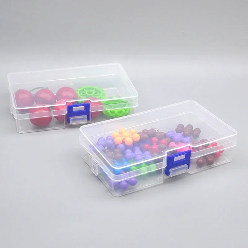 5 transparent plastic storage boxes