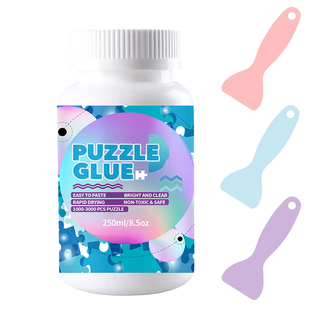 Jigsaw Puzzle Glue with Applicator Laminates and Preserves Finished Jigsaw Puzzles