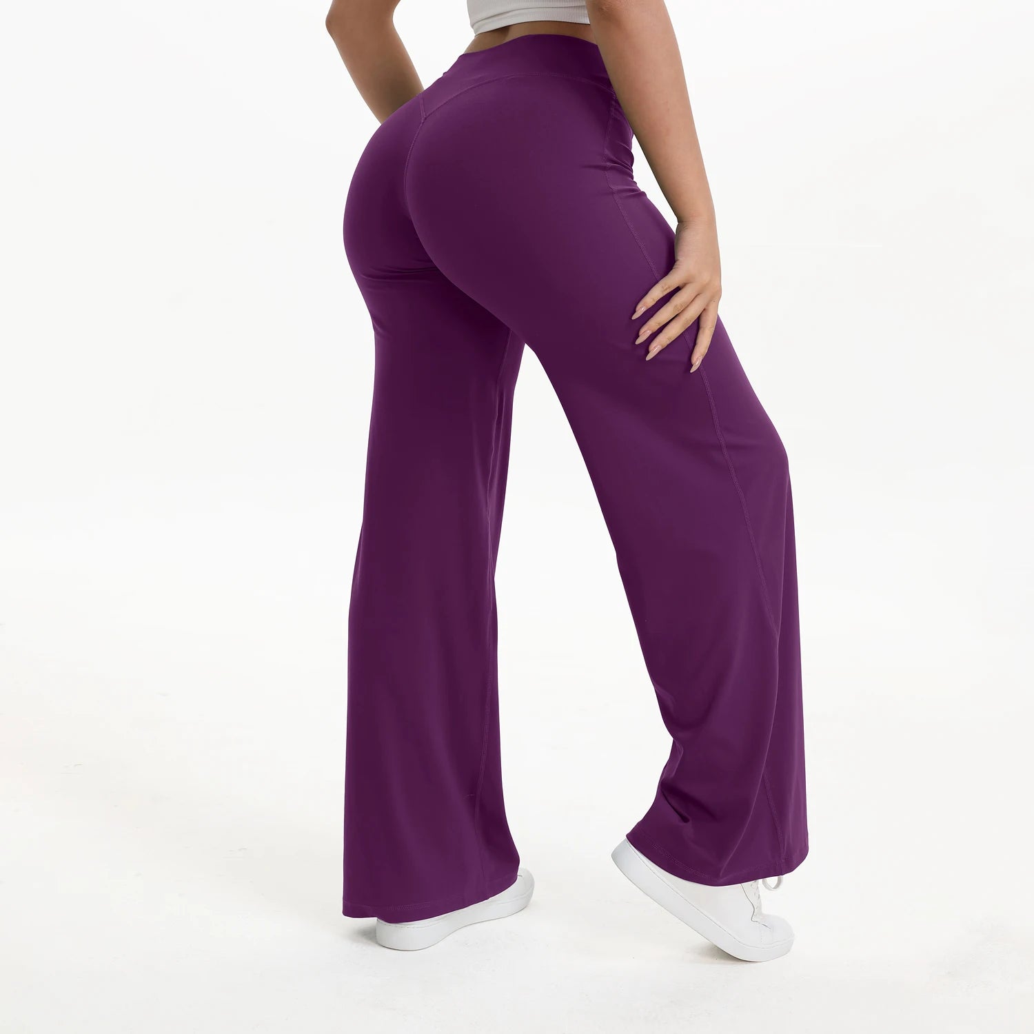 Straight Leg Bottoms Women's Mid Waist Yoga Pants