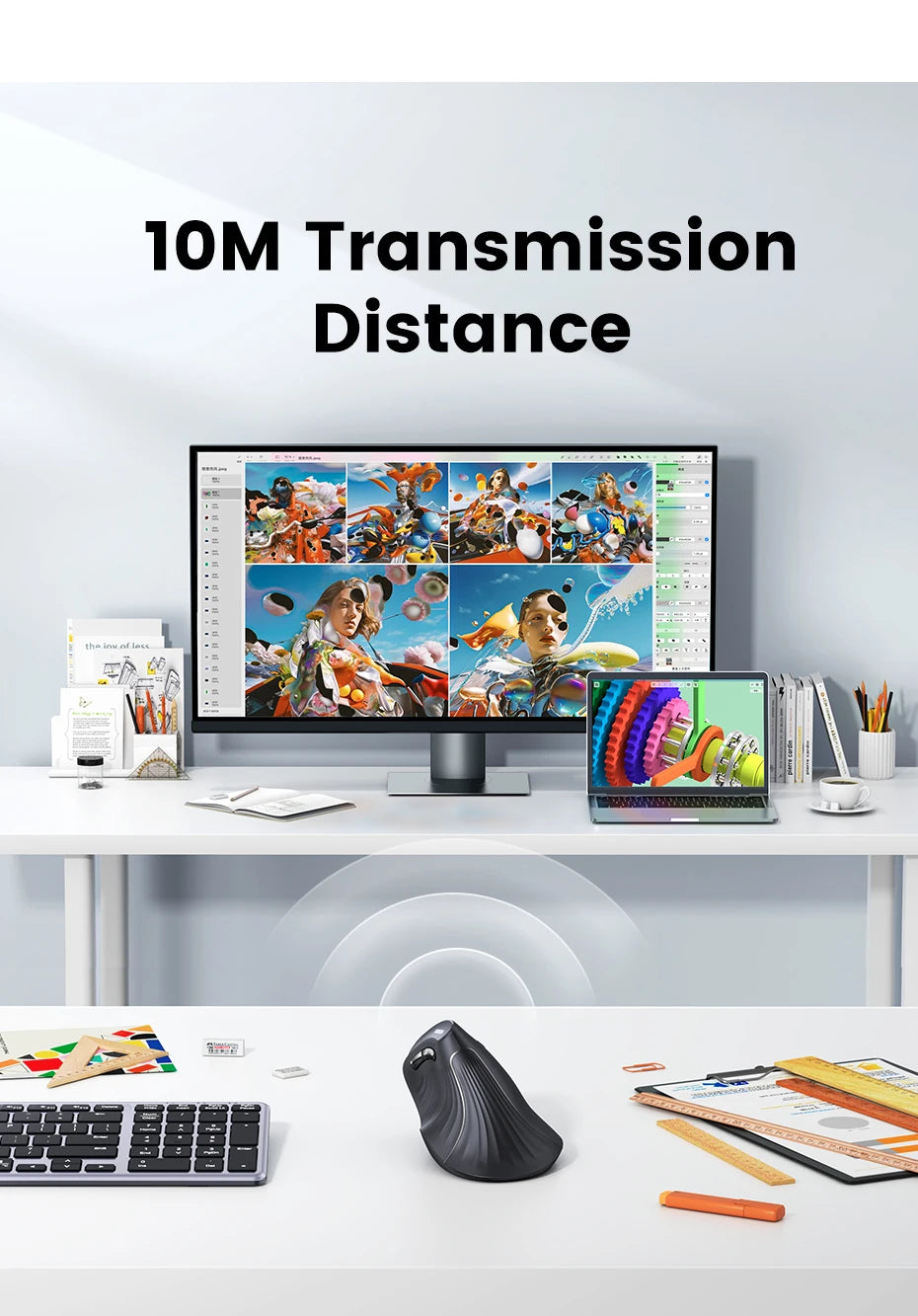 Vertical Mouse Wireless Bluetooth  6 Mute Buttons for MacBook Tablet Laptops Computer PC