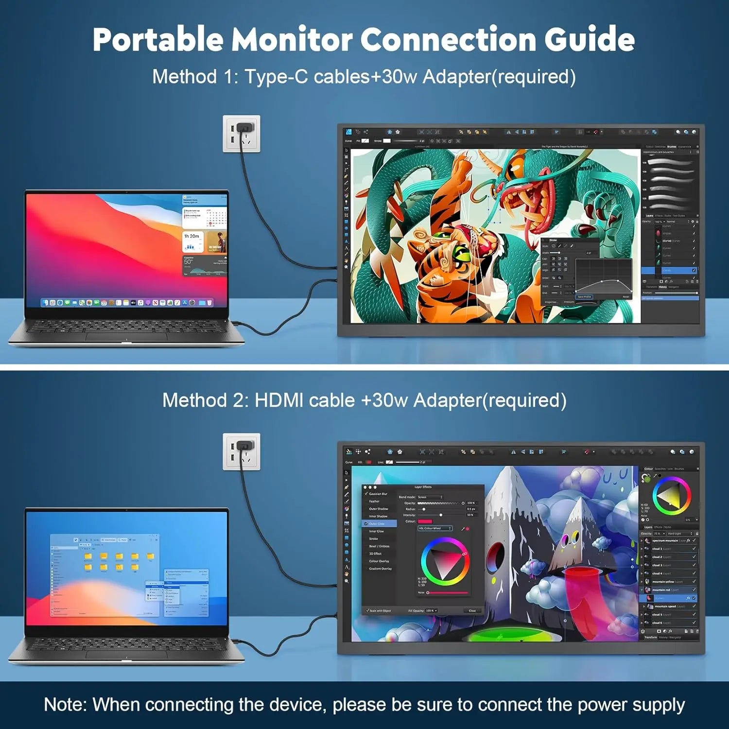 Portable Monitors 21.5/23.8/24.5 Inch 100sRGB Gaming phone Mobile Laptop Extender Second Screen
