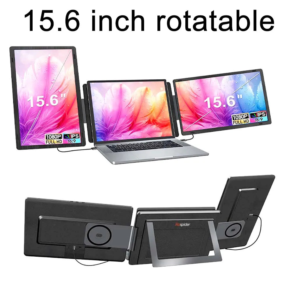 14 to 16 Inch Dual Screen Extender Display FHD IPS Triple Expandable Monitors