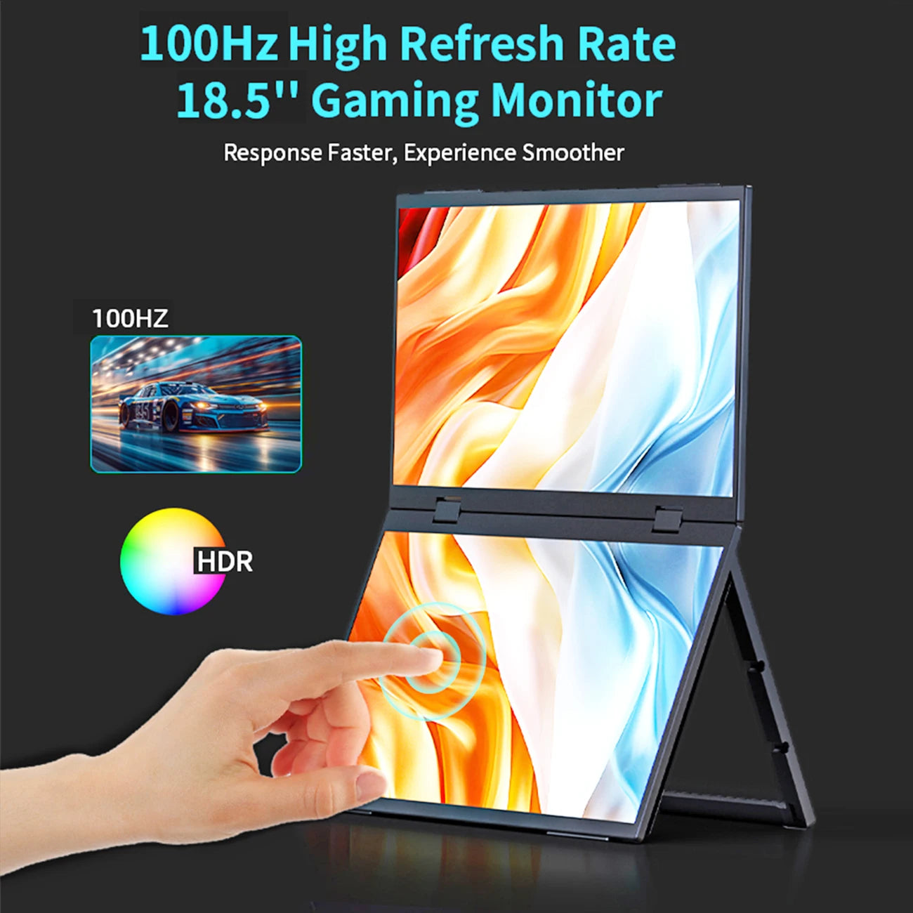 18.5" Dual Touch Portable Monitor Non touch Optional 100Hz 1080P FHD