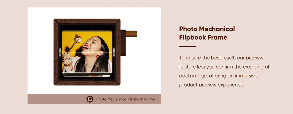 Hand Cranked Photo Flip book Box Solid wood slightly different colors