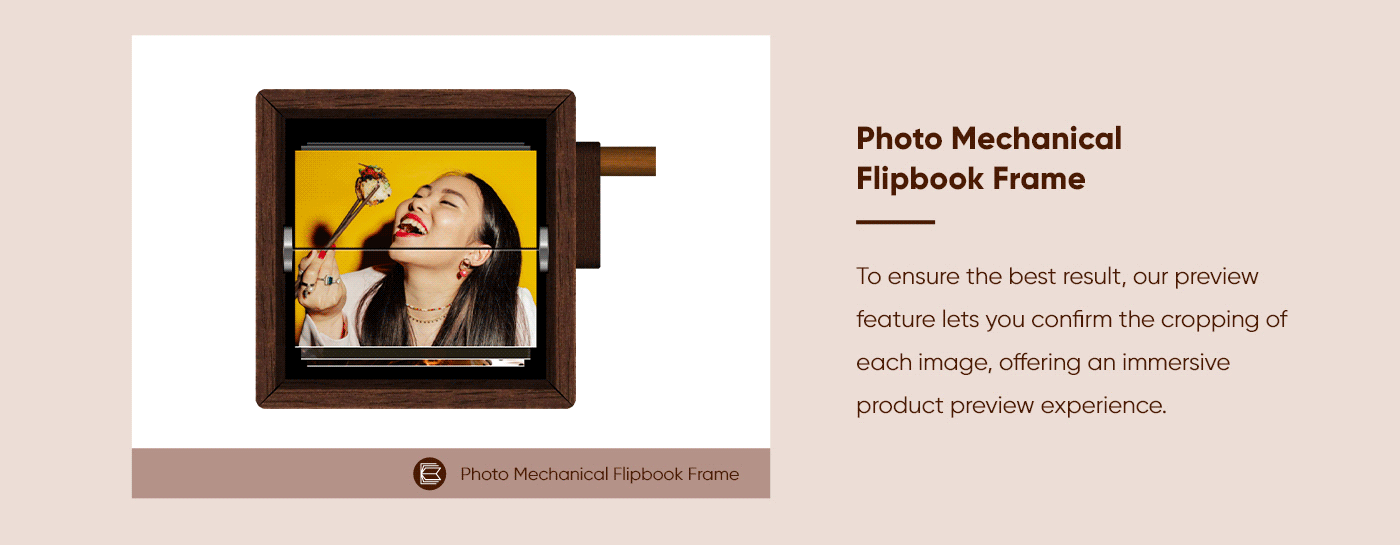 Hand Cranked Photo Flip book Box Solid wood slightly different colors