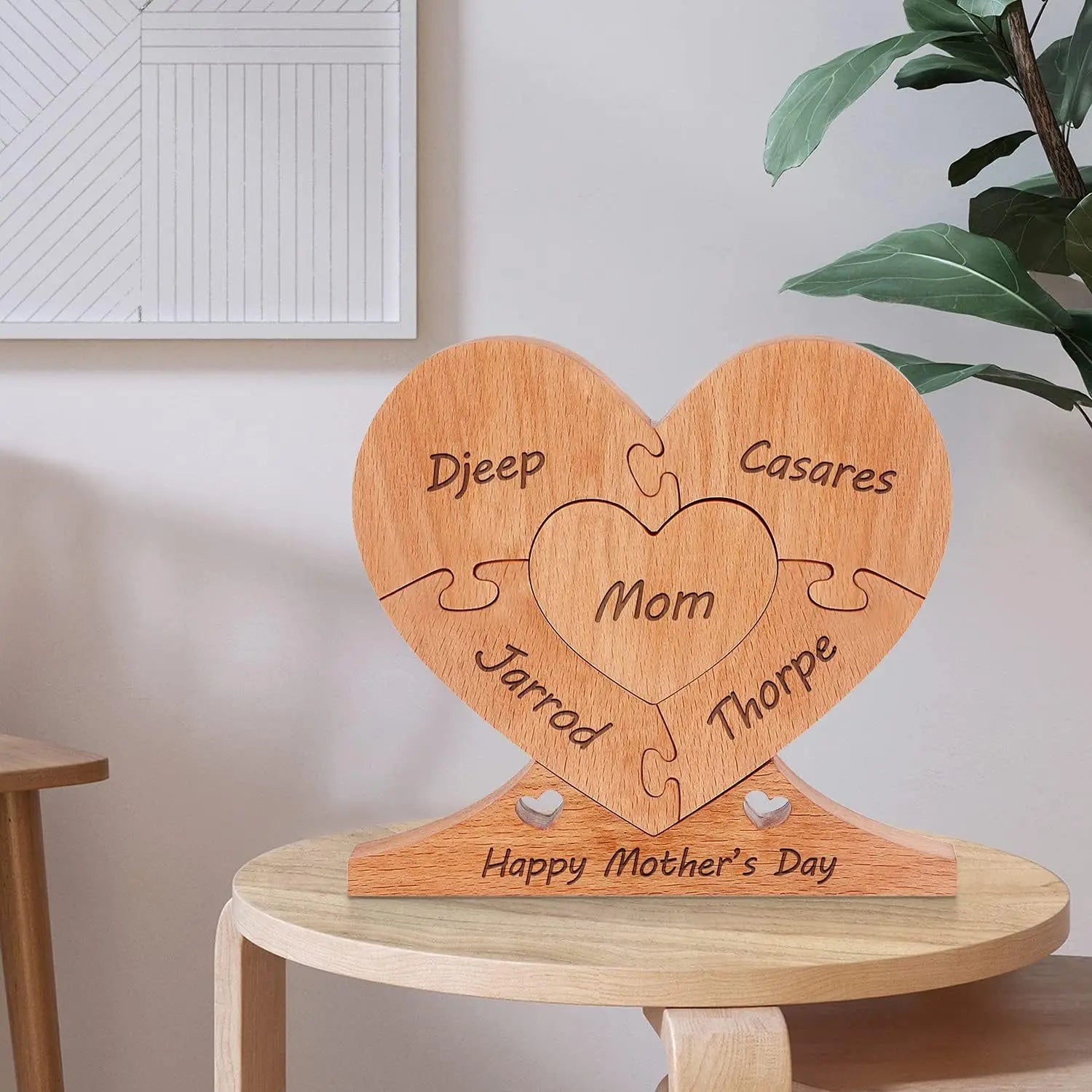 Family Wood Ornaments Free Name Engraving Wooden Decoration