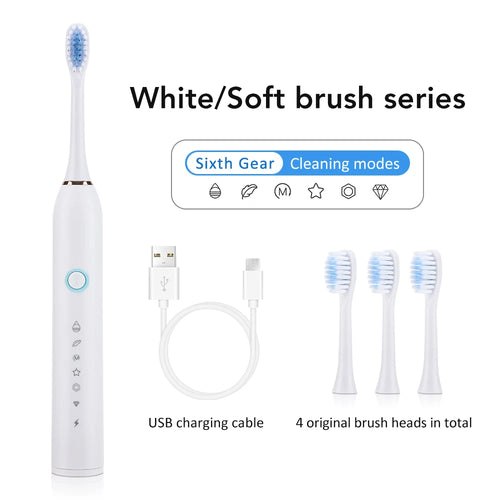 Six Modes Electric Ultrasonic Toothbrush Soft