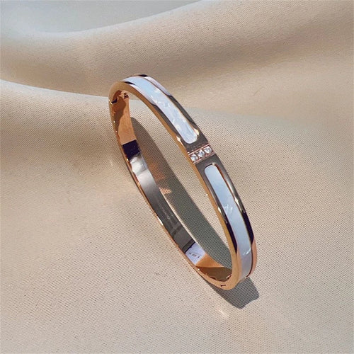 5/1pcs Sparkling Zirconia Inlaid Stainless Steel Bracelet Set