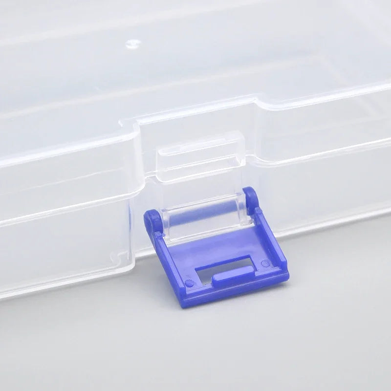 5 transparent plastic storage boxes