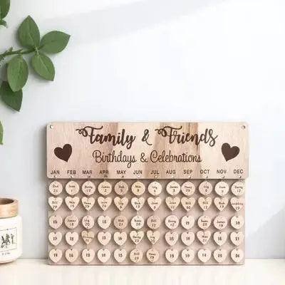 Vintage Wood Calendar Plaque Hanging Board 50 Round 50 Heart Wooden Slices