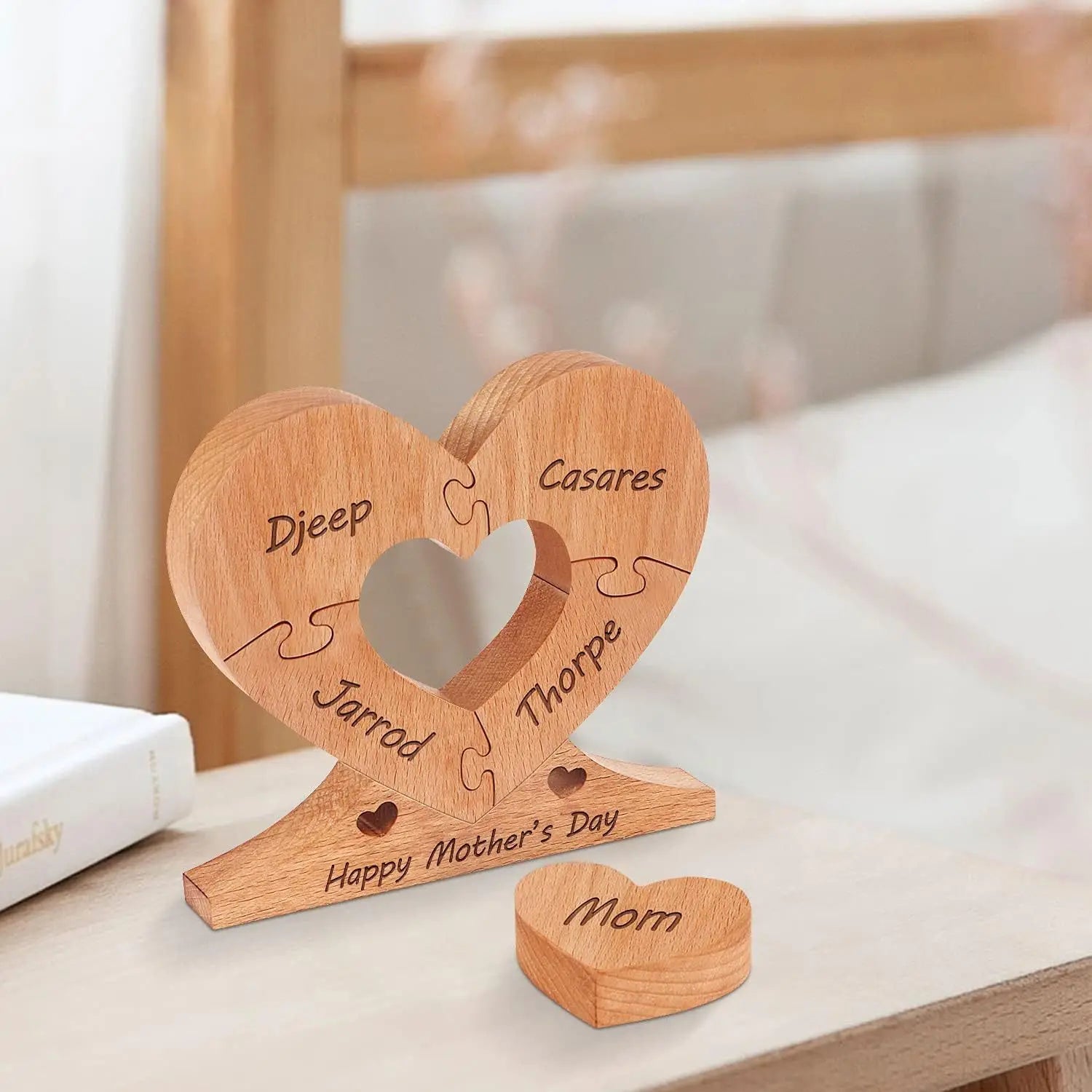 Family Wood Ornaments Free Name Engraving Wooden Decoration