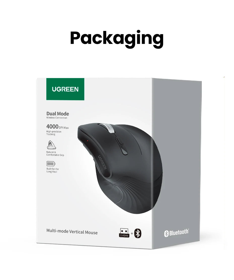 Vertical Mouse Wireless Bluetooth  6 Mute Buttons for MacBook Tablet Laptops Computer PC